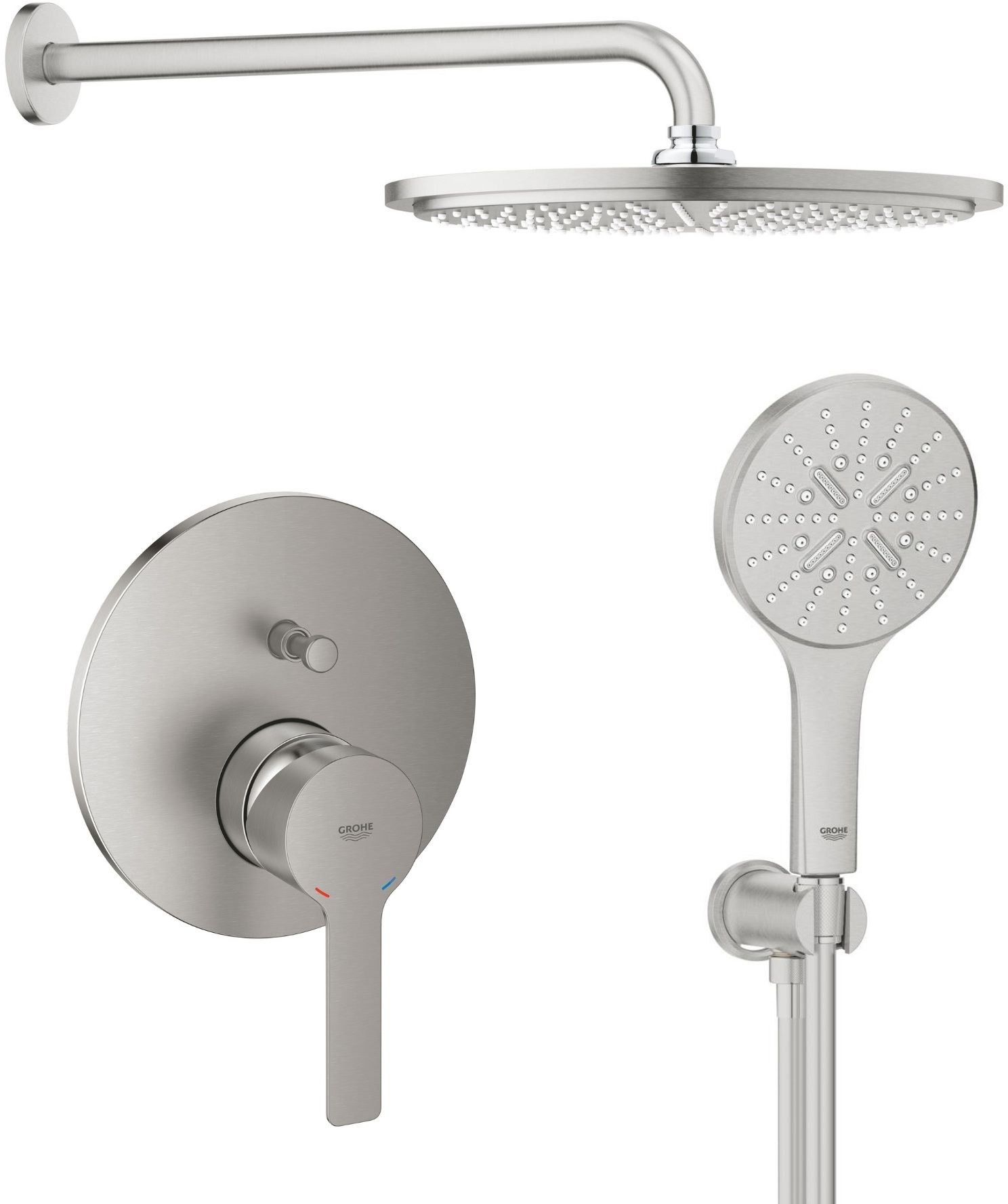 Set Kopfbrause Grohe Rainshower 26066DC0, Badewannen- und Duscharmatur Grohe Lineare 24064DC1, 26574DC0, 26658DC0, 28362DC1