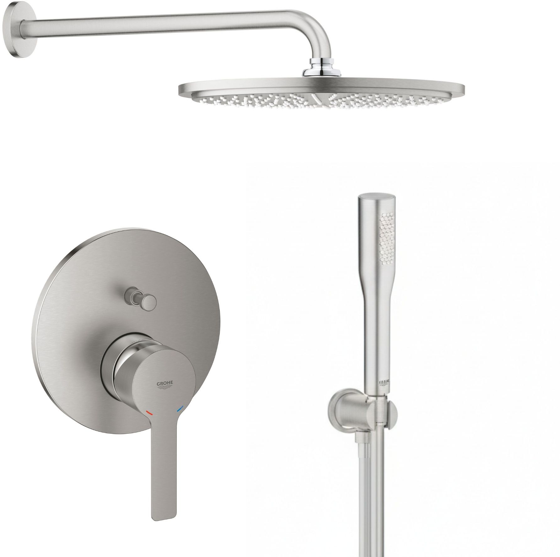 Set Kopfbrause Grohe Rainshower 26066DC0, Badewannen- und Duscharmatur Grohe Lineare 24064DC1, 26658DC0, 27400DC0, 28362DC1