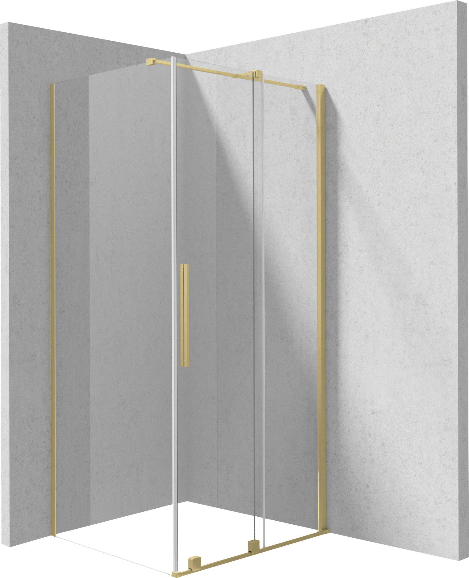 Deante Prizma Duschkabine 100x80 cm rechteckig gold gebürstet/durchsichtiges Glas KPNRP10S08