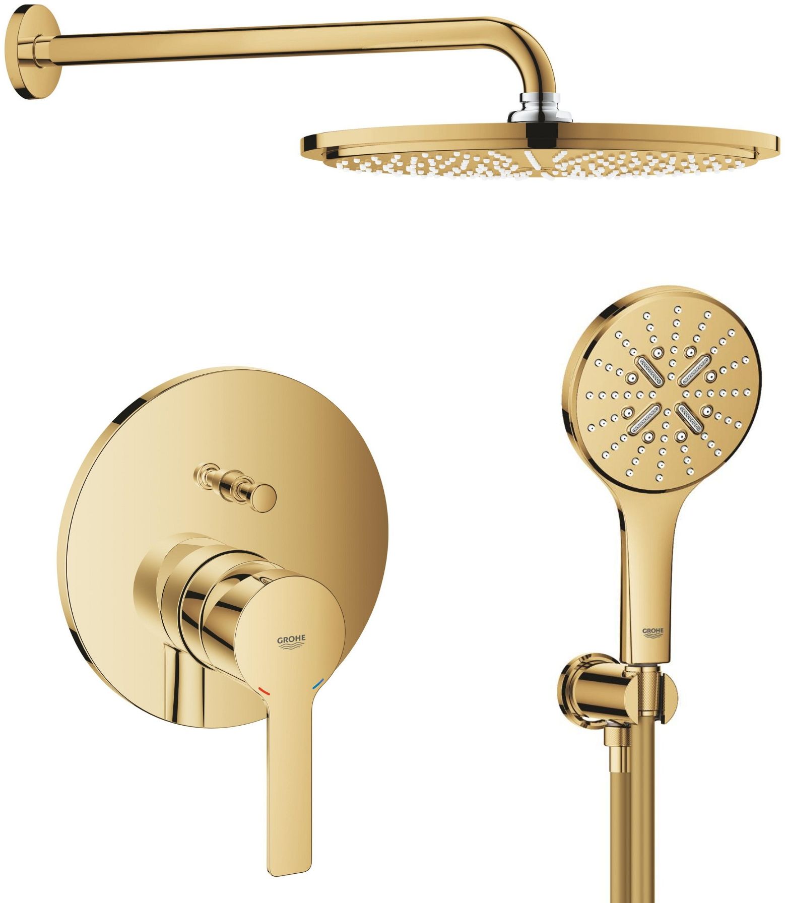 Set Kopfbrause Grohe Rainshower 26066GL0, Badewannen- und Duscharmatur Grohe Lineare 24064GL1, 26574GL0, 26658GL0, 28362GL1