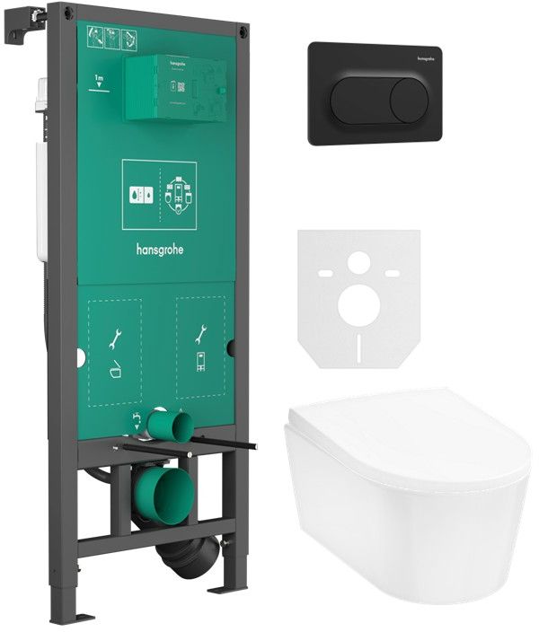 Set WC-Becken Hansgrohe EluPura S 60193450, Unterputzrahmen Hansgrohe iFrame universal 01022180, 60148450, 66002670