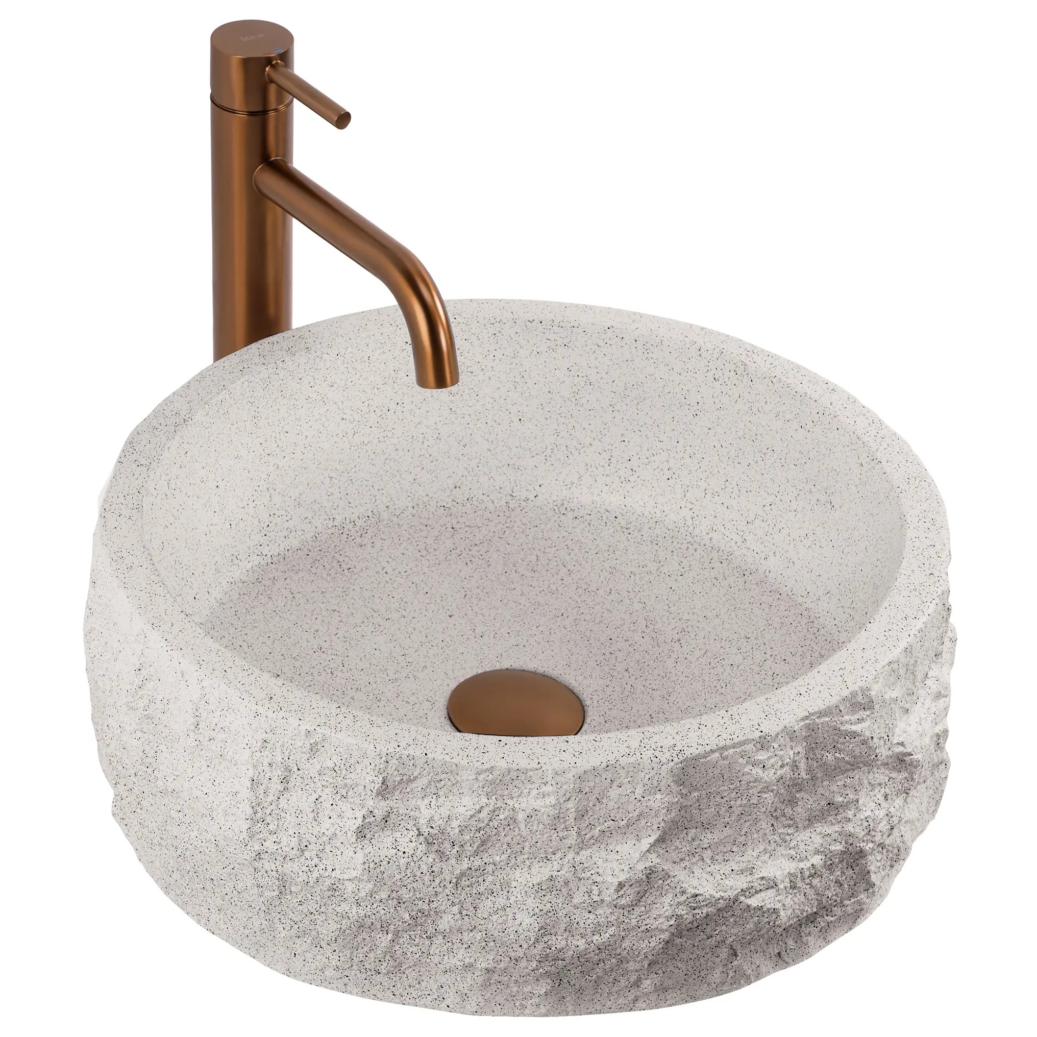 Rea Alice Waschbecken 38.5x38.5 cm rund Aufsatzwaschbecken braun/beige REA-U3501