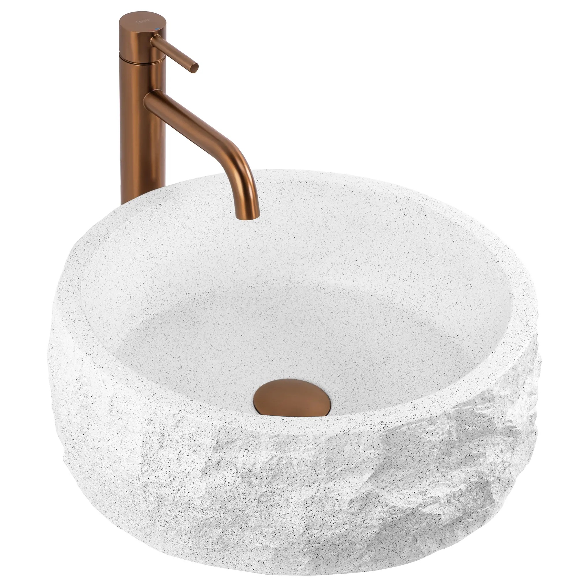 Rea Alice Waschbecken 38.5x38.5 cm rund Aufsatzwaschbecken weiß matte REA-U3500