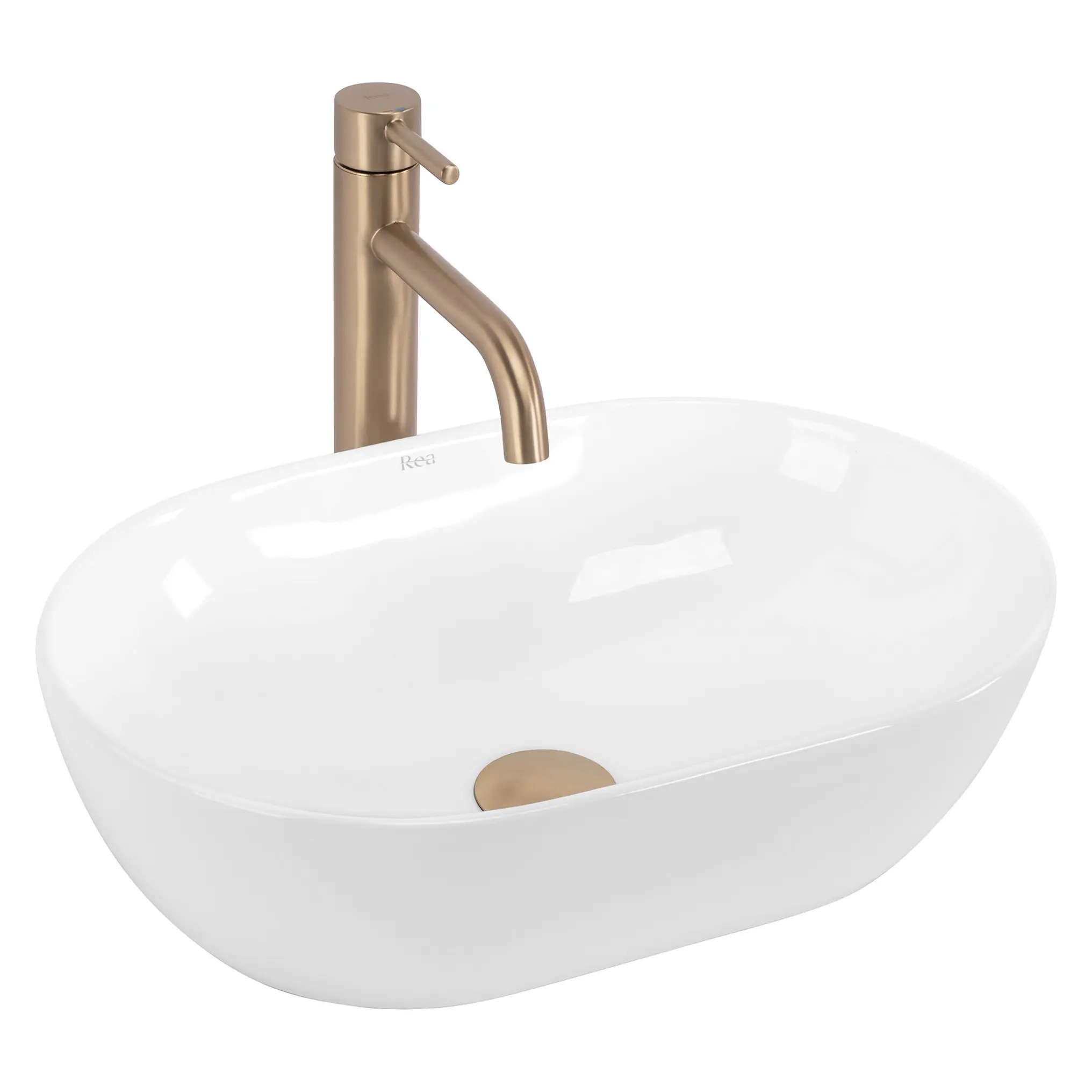 Rea Amelia Waschbecken 45x31 cm oval Aufsatzwaschbecken weiß REA-U4330