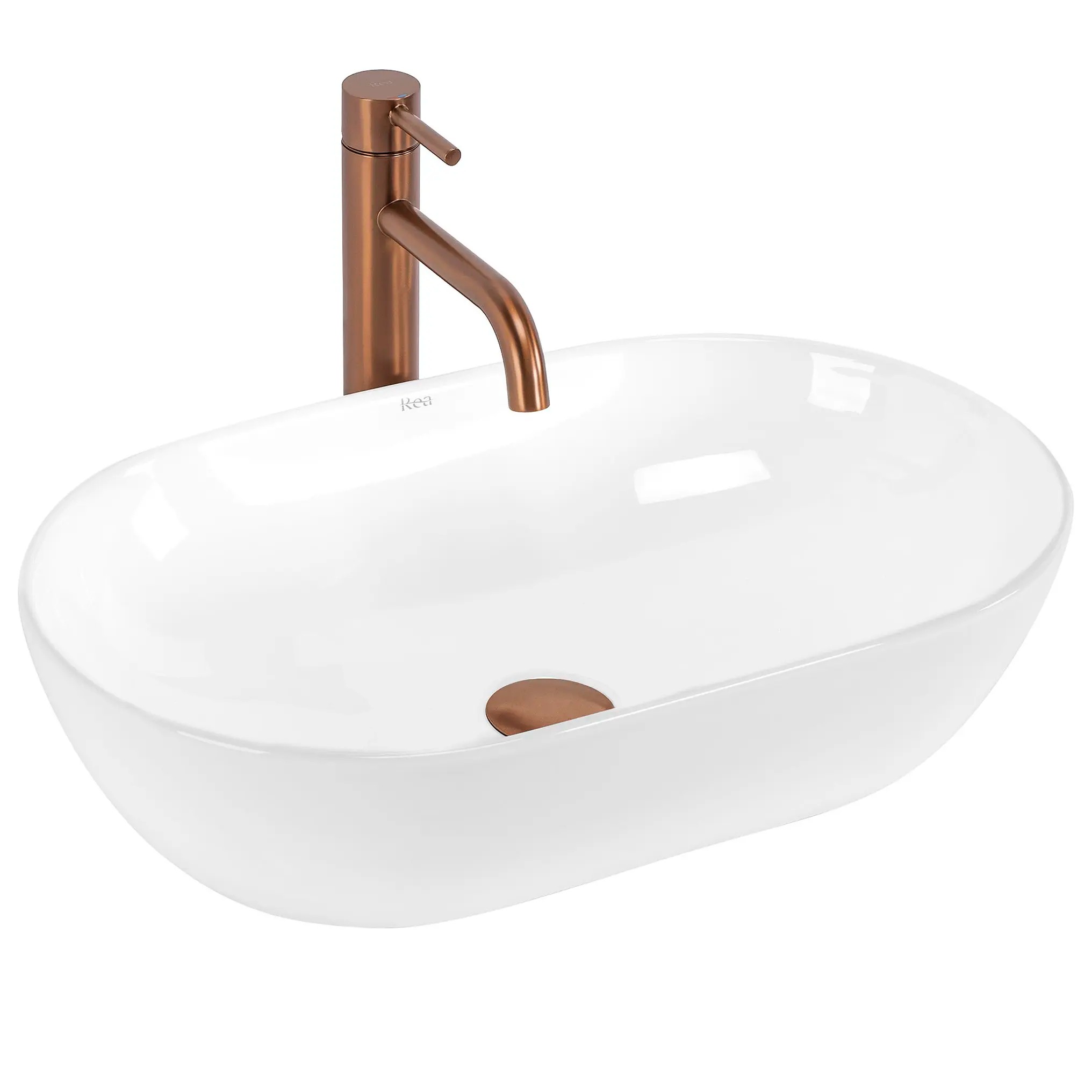 Rea Amelia Waschbecken 52x32.5 cm oval Aufsatzwaschbecken weiß REA-U4331