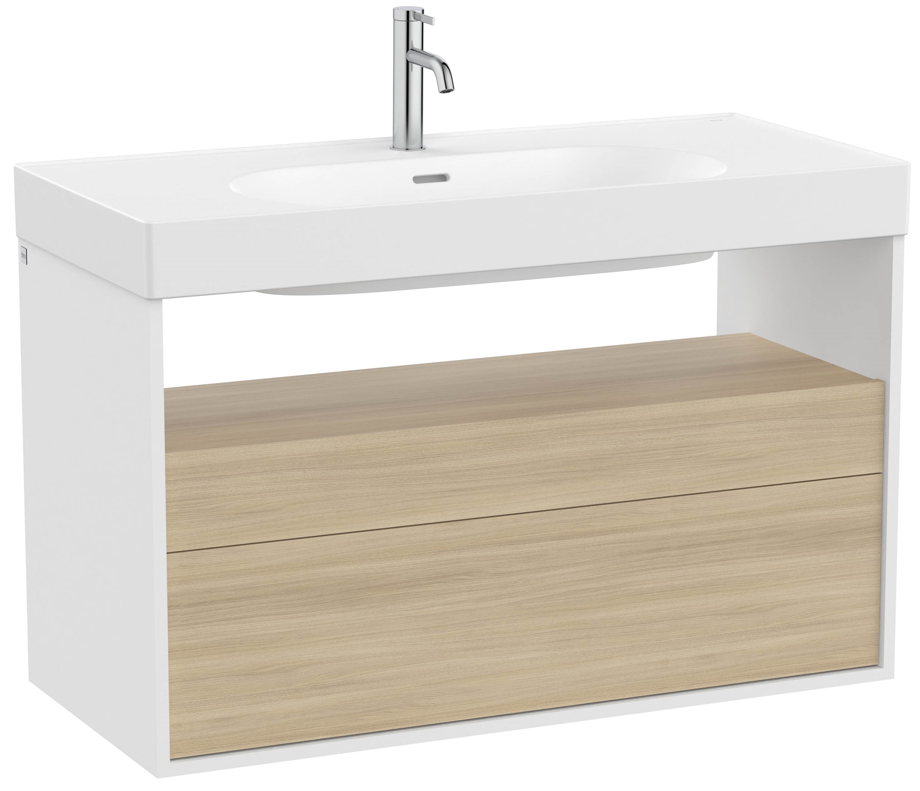 Roca Meridian Badschrank 100x46x56.5 cm Unterschrank hängend weiß-eiche A858108607