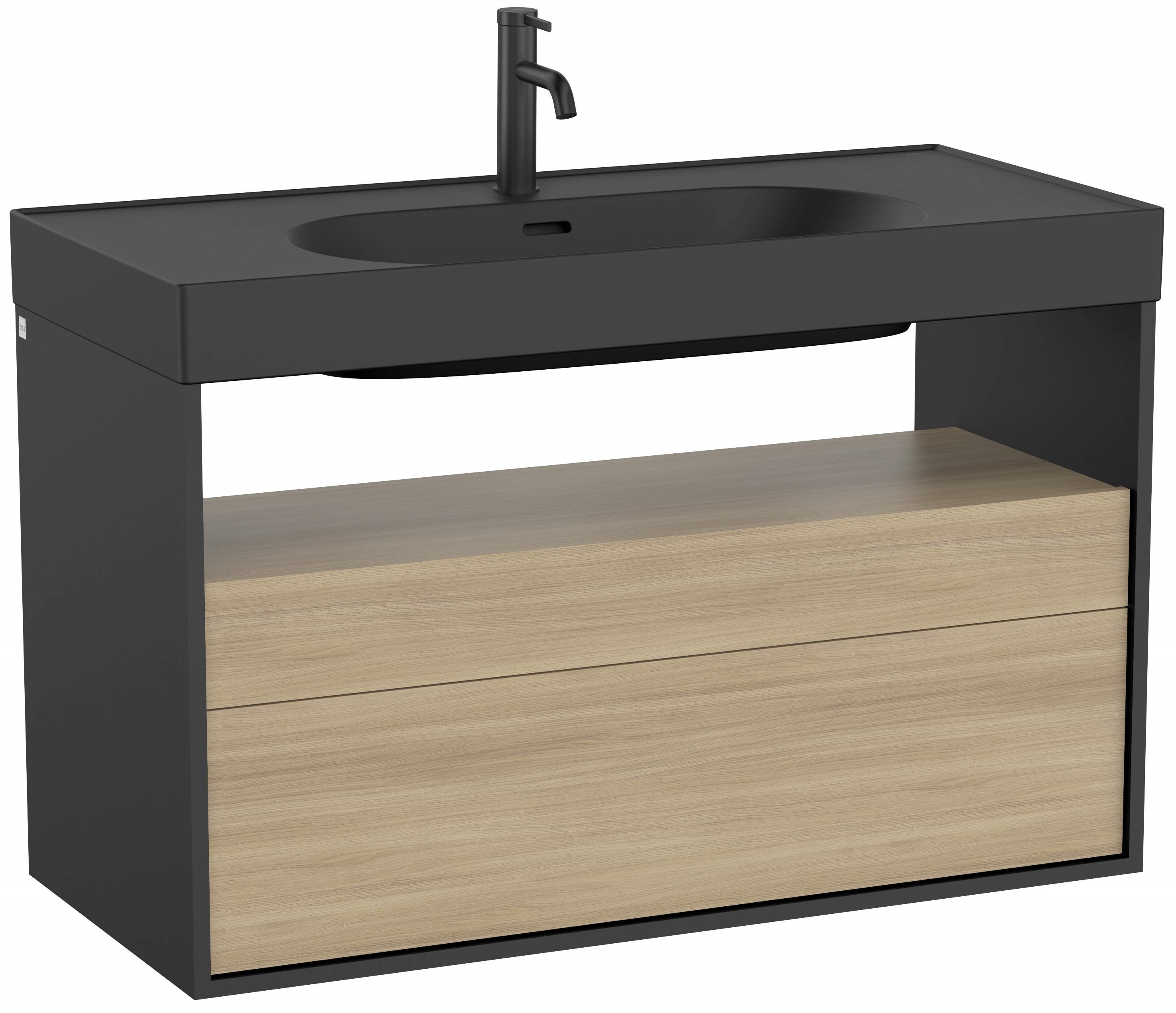 Roca Meridian Unterschrank 100x46x56.5 cm Unterschrank hängend schwarz-eiche A858108608