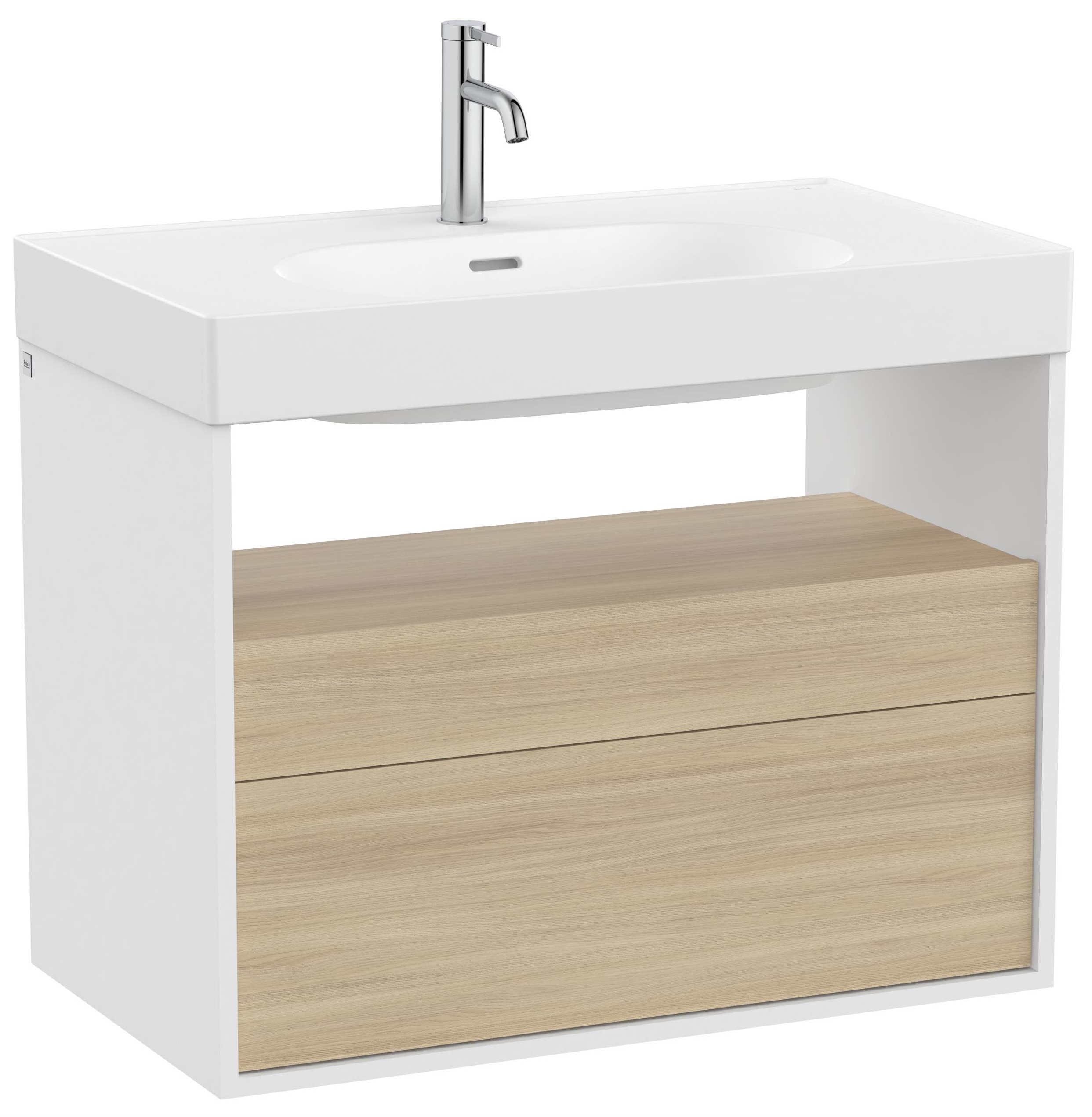 Roca Meridian Badschrank 80x46x56.5 cm Unterschrank hängend weiß-eiche A858107607