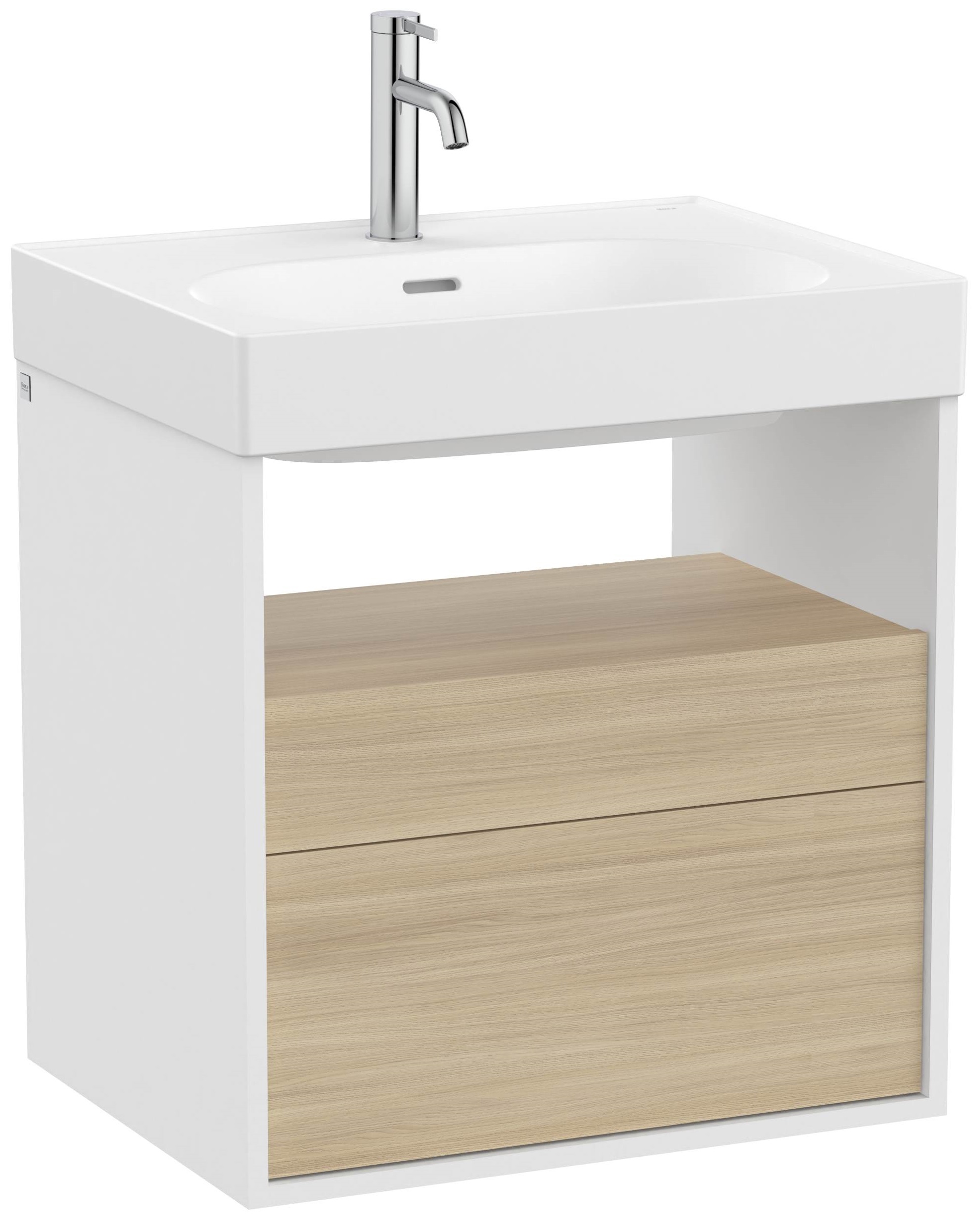 Roca Meridian Badschrank 60x46x56.5 cm Unterschrank hängend weiß-eiche A858106607