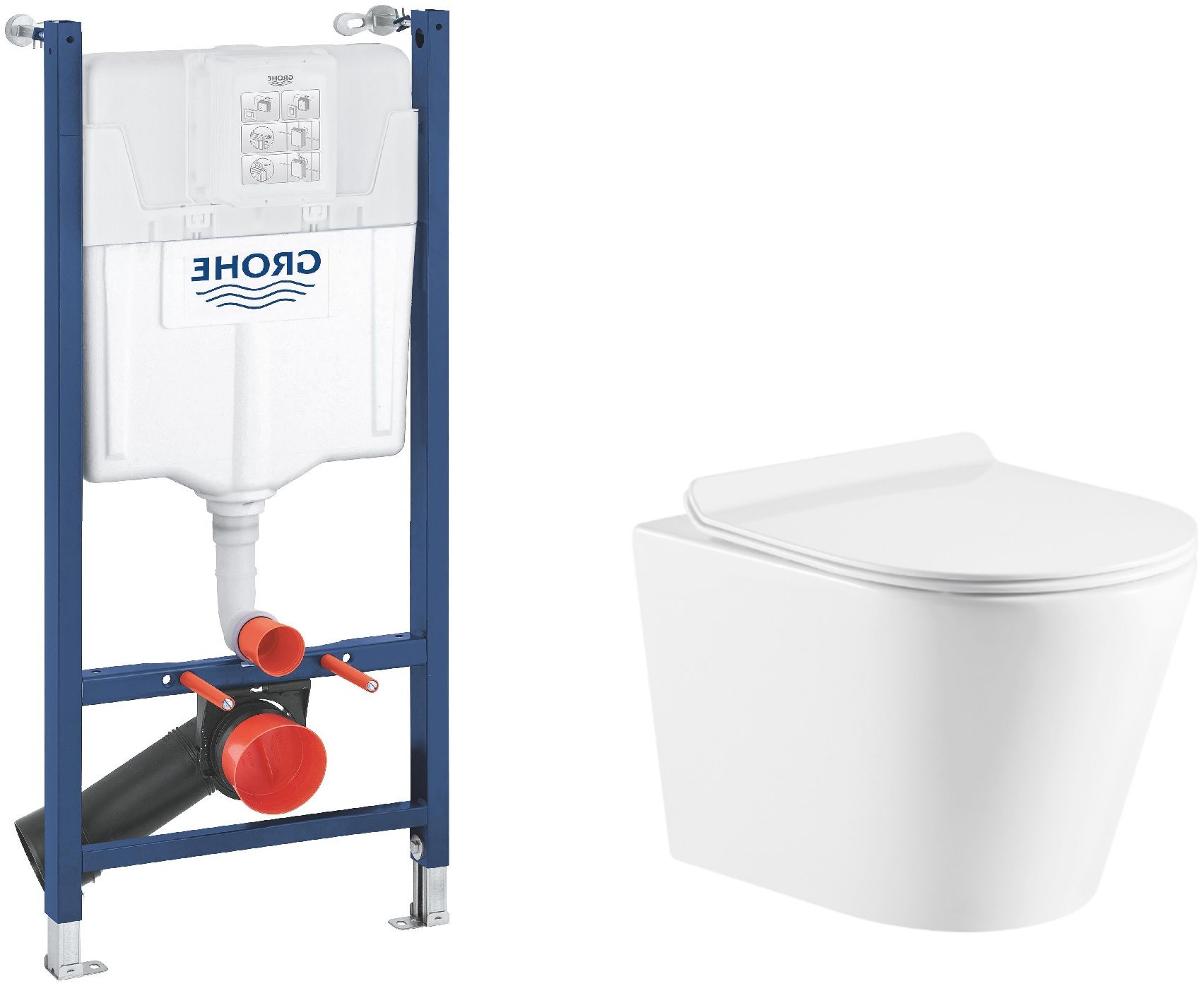 Set Unterputzrahmen Grohe Solido 38971000, WC-Becken mit Absenkautomatik-Sitz Hagser Otis HGR30000042