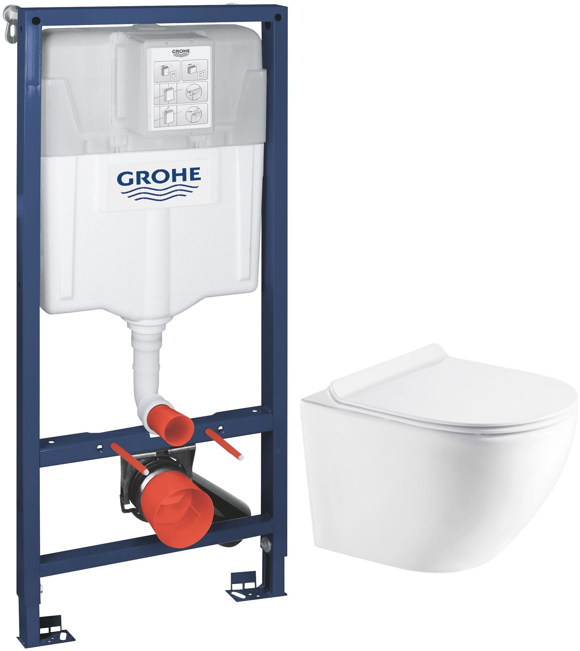 Set Unterputzrahmen Grohe Solido 39069000, WC-Becken mit Absenkautomatik-Sitz Hagser Beno HGR14000042