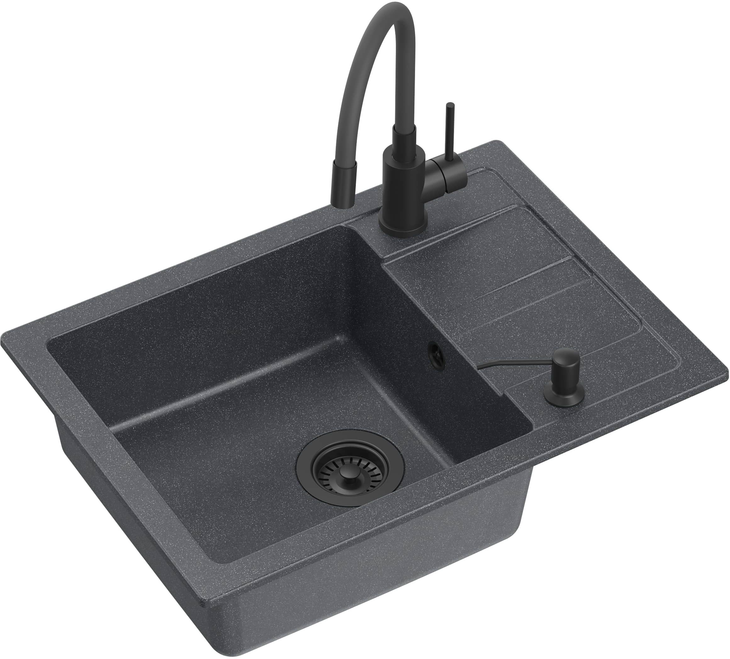 Quadron Ready Smart Waschbecken mit Wasserhahn und Spender schwarz/schwarz LA_TQ6244RSBLM