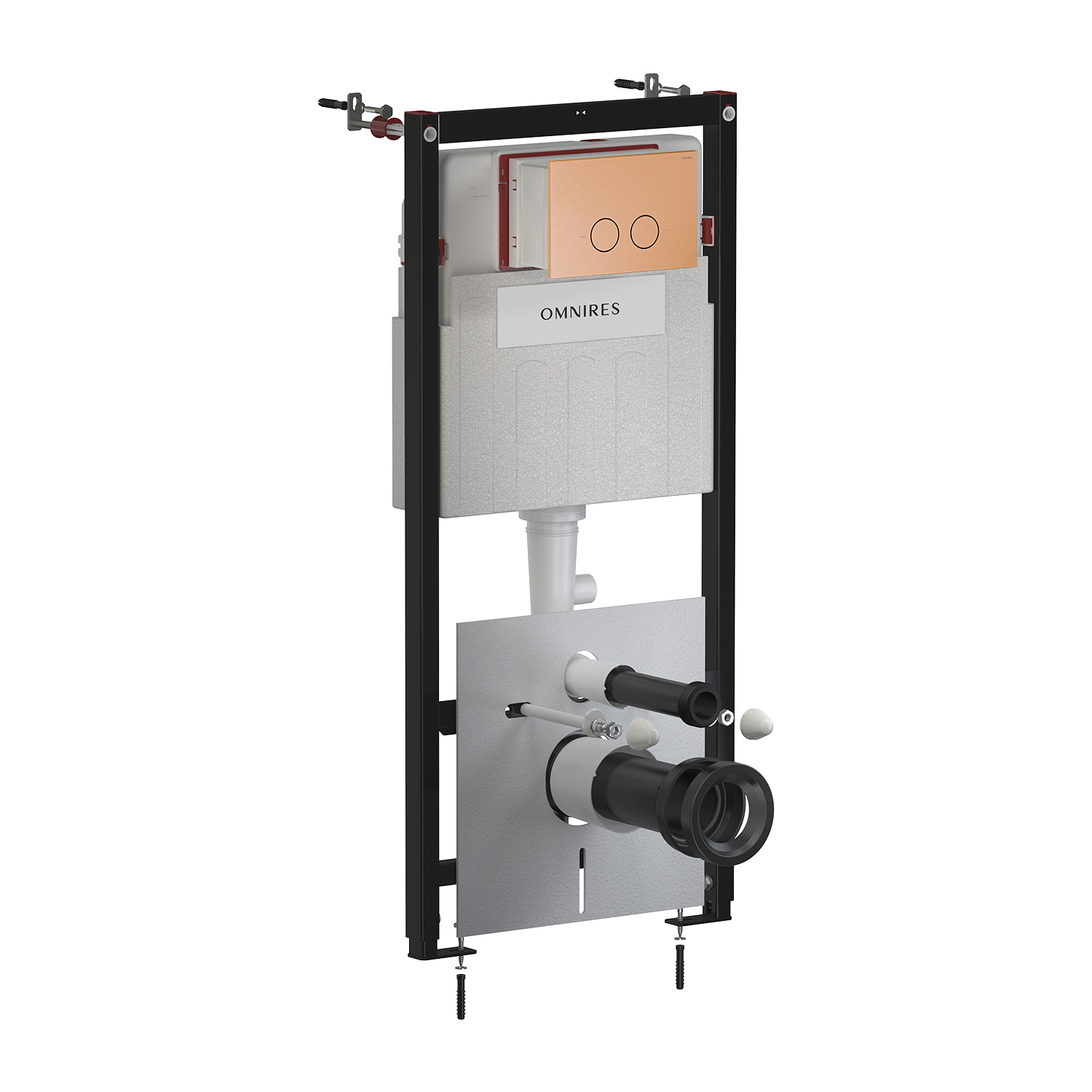 Omnires Eco Flush Set WC-Vorwandelement mit Betätigungsplatte in der hängenden Schüssel STFWCECO1R45-RCPB