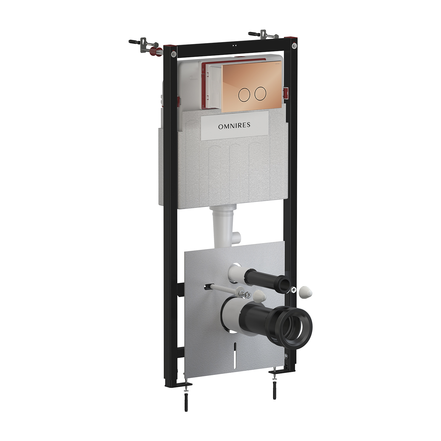 Omnires Eco Flush Set WC-Vorwandelement mit Betätigungsplatte in der hängenden Schüssel STFWCECO1R45-RCP