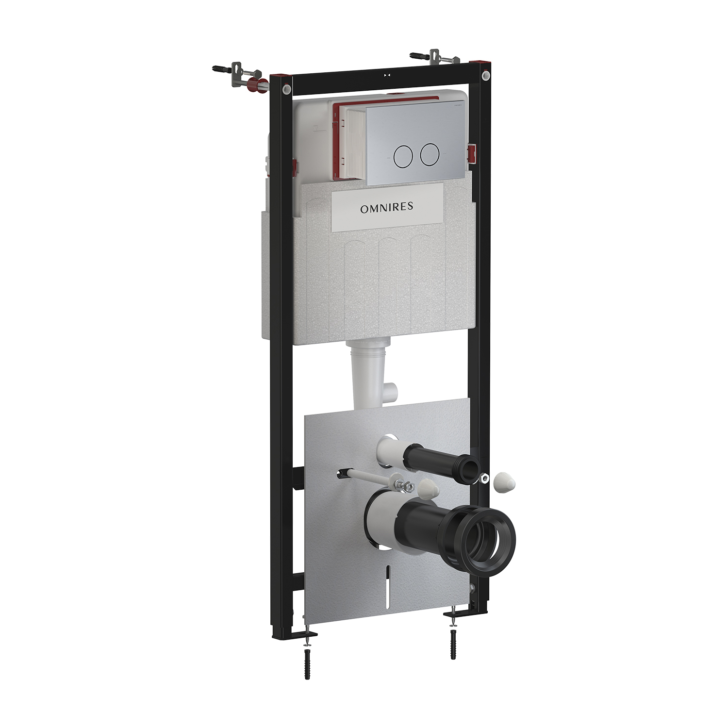 Omnires Eco Flush Set WC-Vorwandelement mit Betätigungsplatte in der hängenden Schüssel STFWCECO1R45-RNI