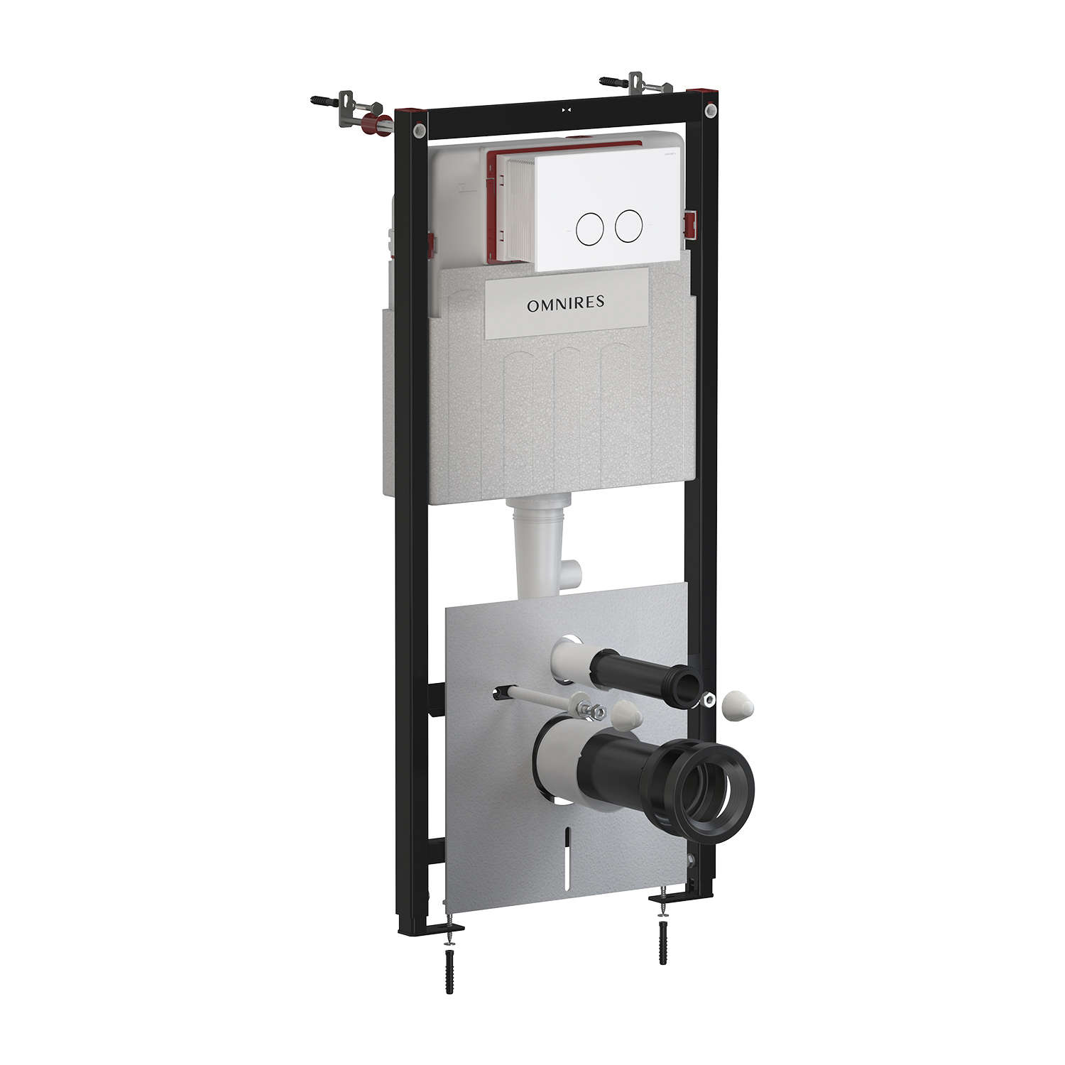 Omnires Eco Flush Set WC-Vorwandelement mit Betätigungsplatte in der hängenden Schüssel STFWCECO1R45-RWM