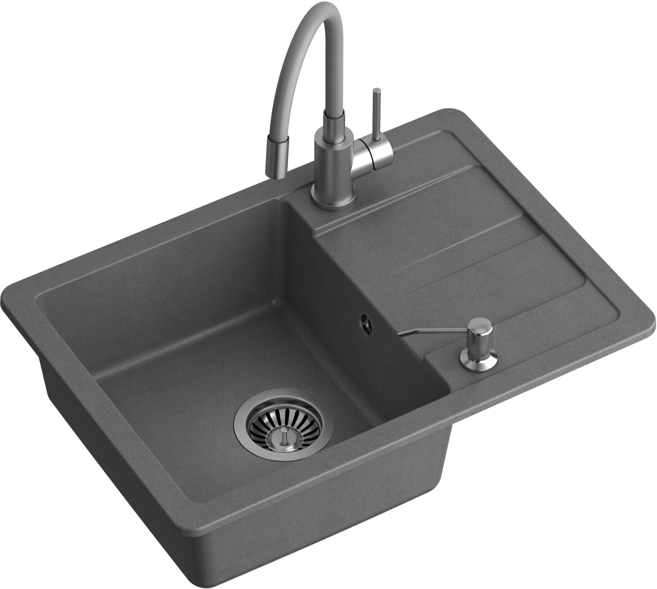 Quadron Ready Smart Waschbecken mit Wasserhahn und Spender grau/stahl LA_TQ6244RSSZ