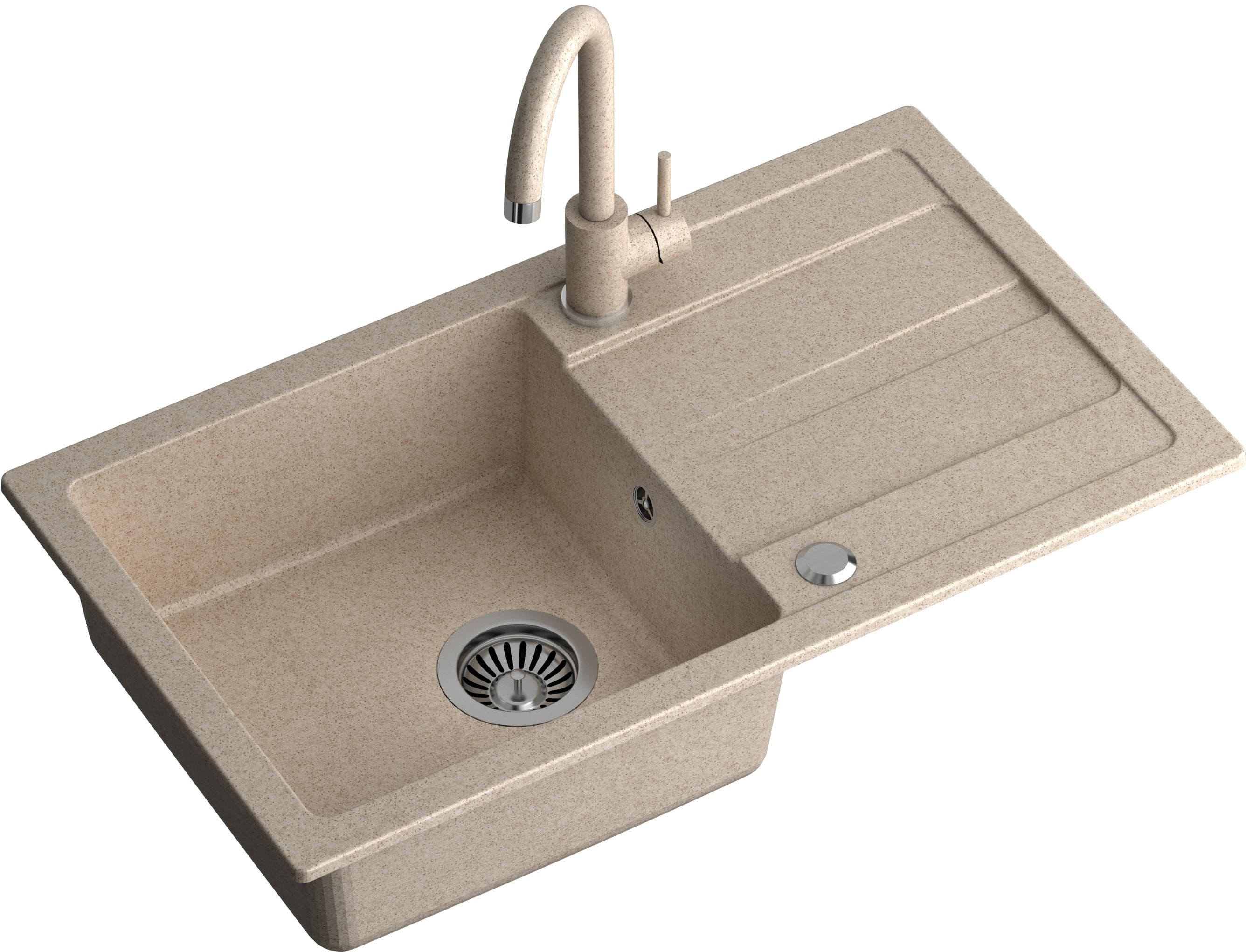 Quadron Go Max Küchenspüle mit Armatur beige/beige LA_TQ7744GMBEZ