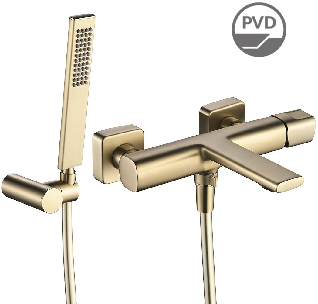 Laveo Tores Badewannen- und Duscharmatur Wandmontage gold BVT_G11D