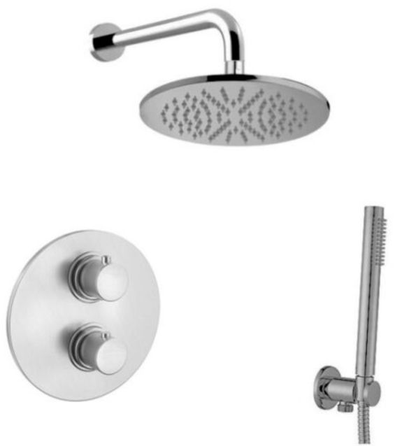 Paffoni Light Duschset Unterputz mit Kopfbrause stahl LIQ018ZSC2CST