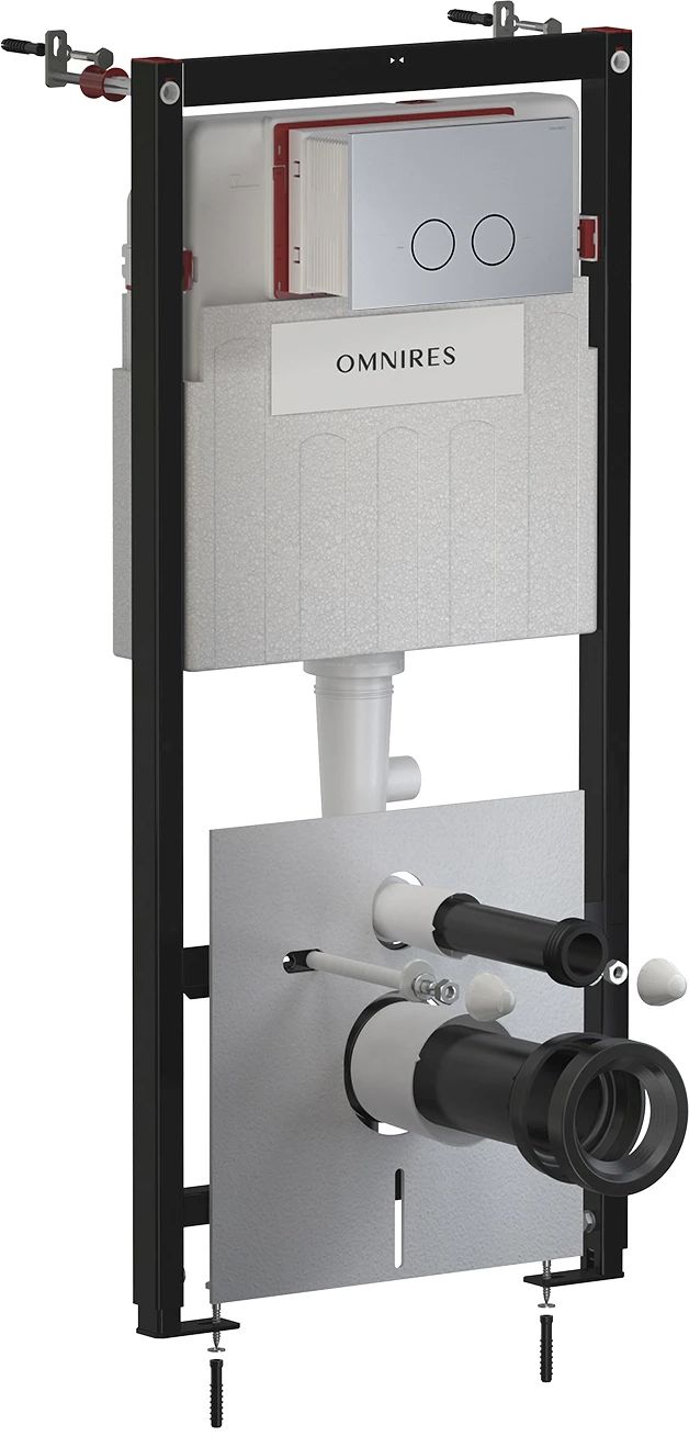 Omnires Flush Set WC-Vorwandelement mit Betätigungsplatte in der hängenden Schüssel STFWC1R45-RNI