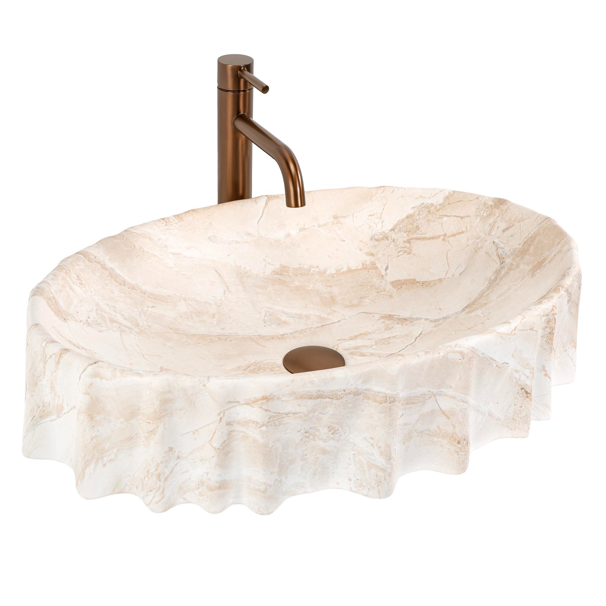 Rea Aurelia Waschbecken 59x38 cm oval Aufsatzwaschbecken braun/beige REA-U3505