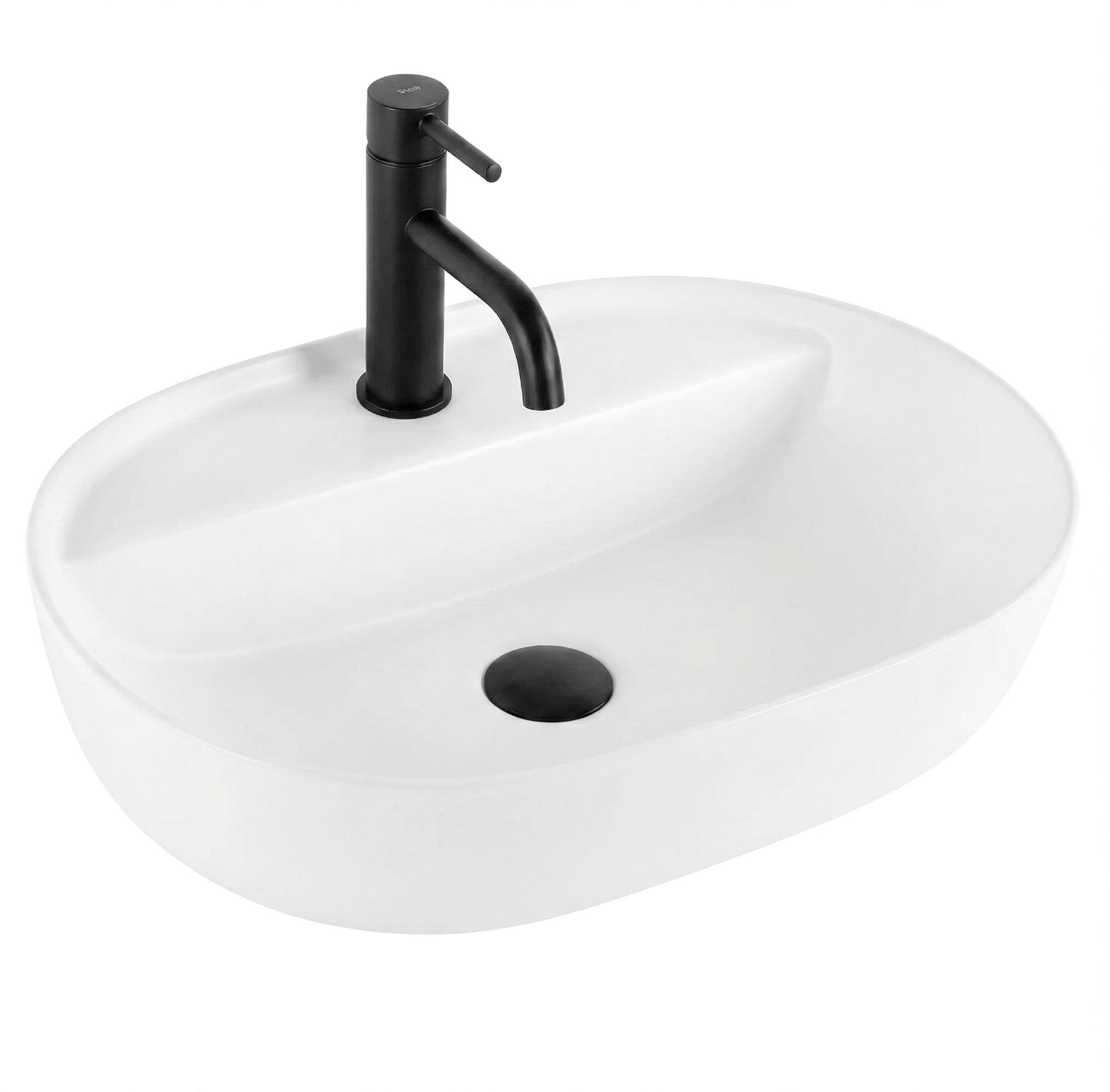 Rea Aura Waschbecken 50.5x38.5 cm oval Aufsatzwaschbecken weiß glanz REA-U7340