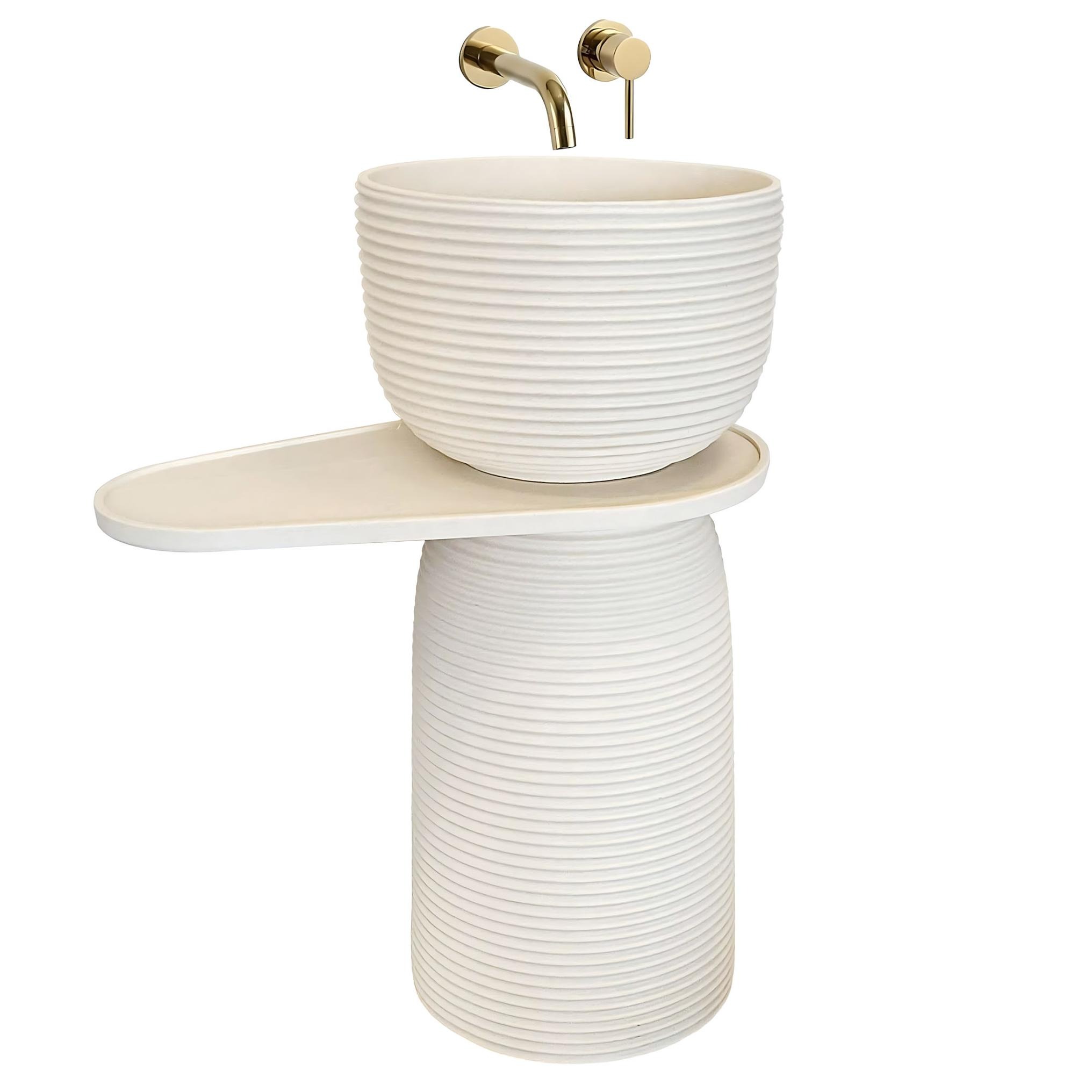 Rea Azalia Bodenwaschbecken 39x39 cm rund Freistehend braun/beige matte REA-U3506