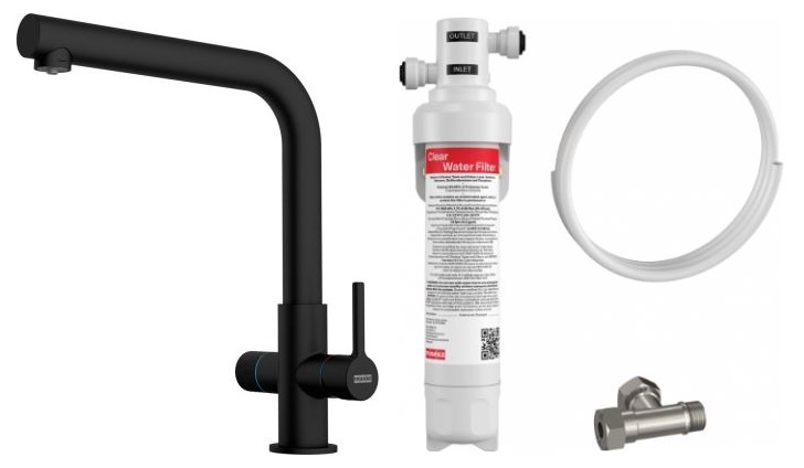Set Küchenarmatur Franke Lina 120.0730.802, Untertischfilter Franke Clear Water 150.0730.809