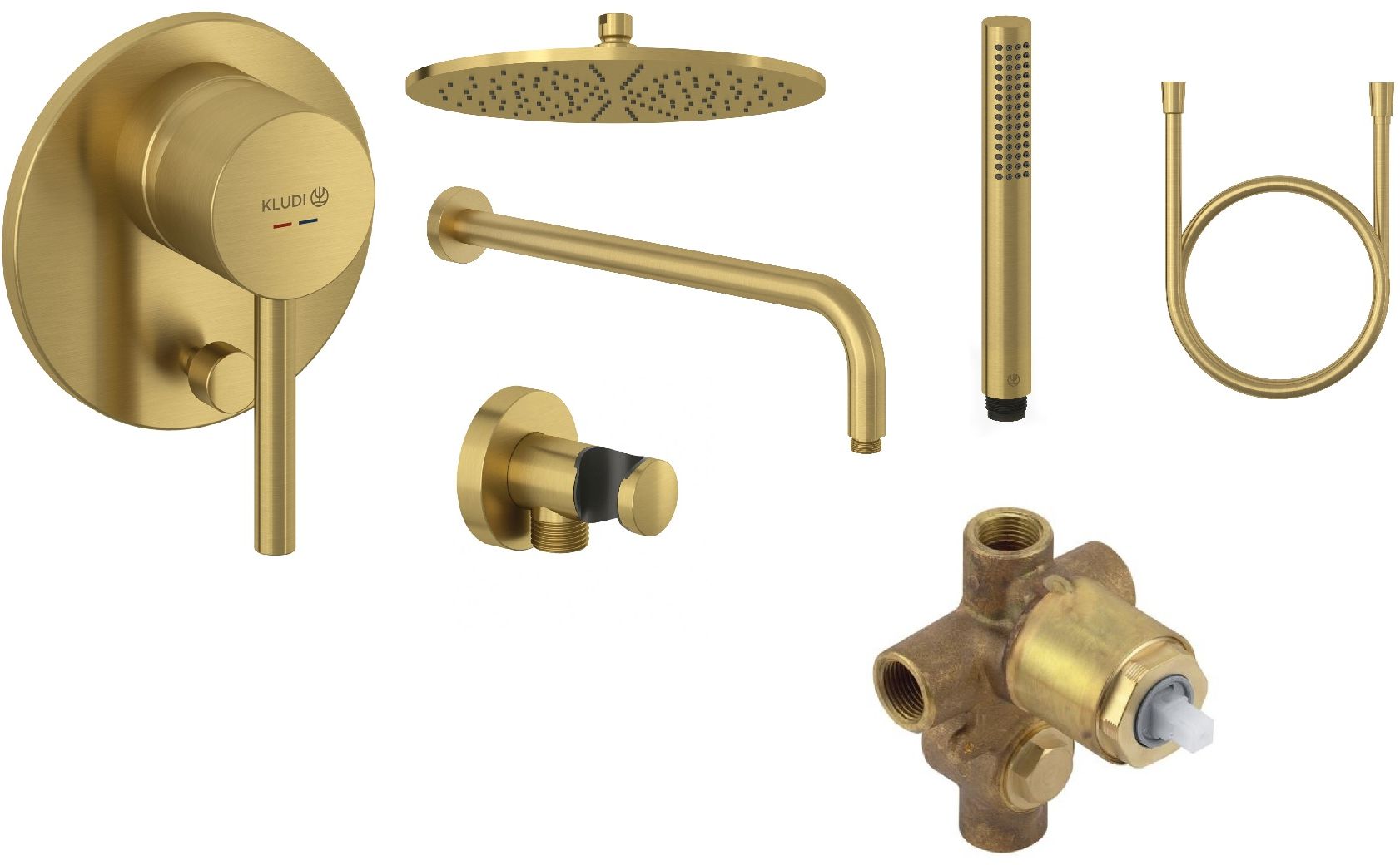 Set Kopfbrause Kludi A-QA 64330N0-00, Badewannen- und Duscharmatur Kludi Bozz 38716N076, 38624N, 66514N0-00, 39120N0-00, 61071N0-00, 60547N0-00