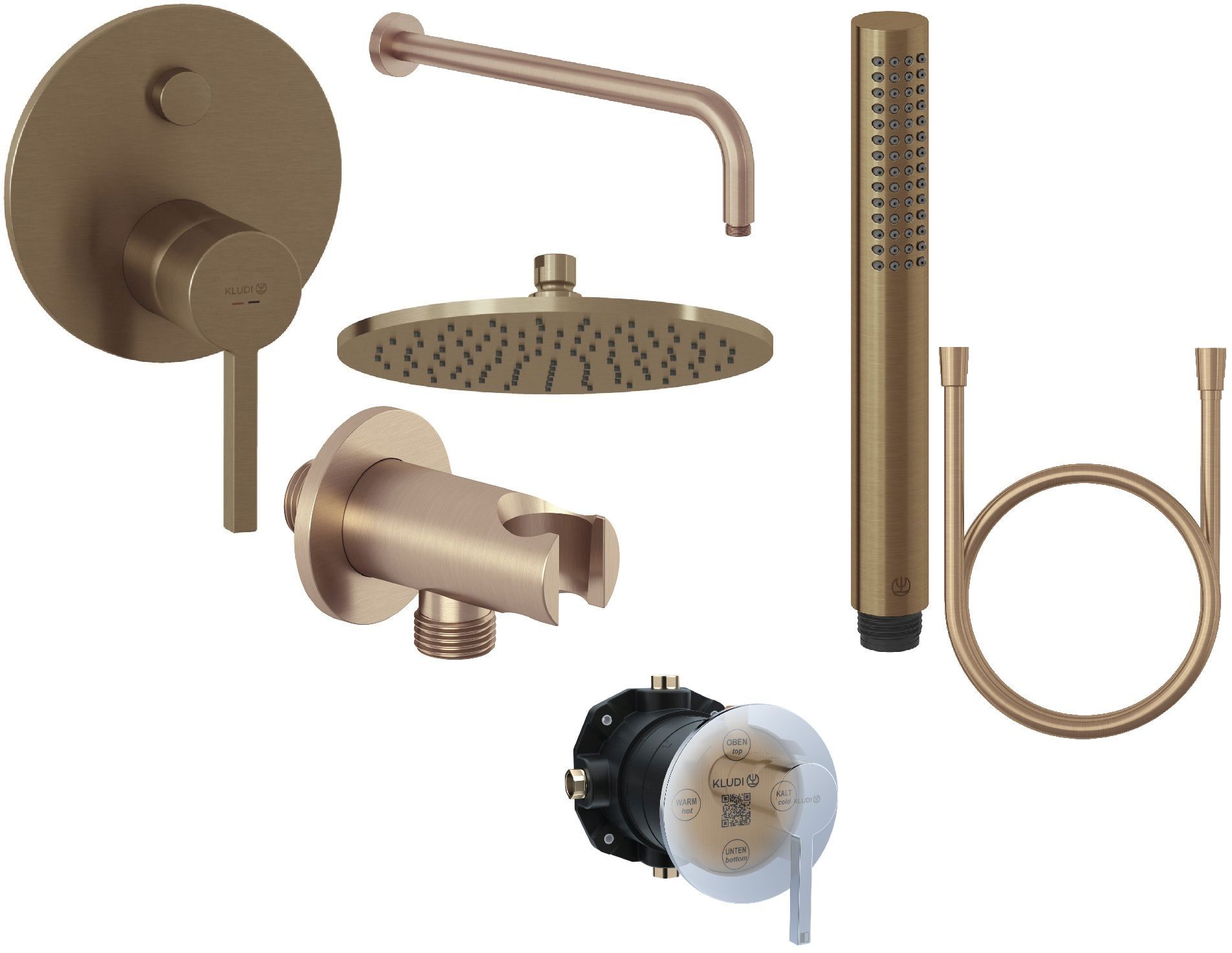 Set Badewannen- und Duscharmatur Kludi Nova Fonte Puristic 20759N115, Kopfbrause Kludi A-QA 64325N1-00, 66514N1-00, 88022, 39120N1-00, 65567N1-00, 61071N1-00