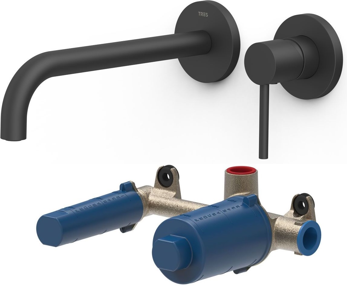 Set Waschtischarmatur Tres Study 26230022NM, Unterputz-Körper Tres 20830002