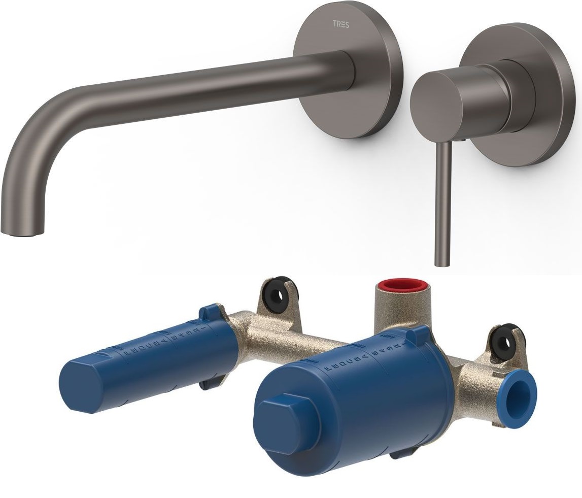 Set Waschtischarmatur Tres Study 26230022GR, Unterputz-Körper Tres 20830002
