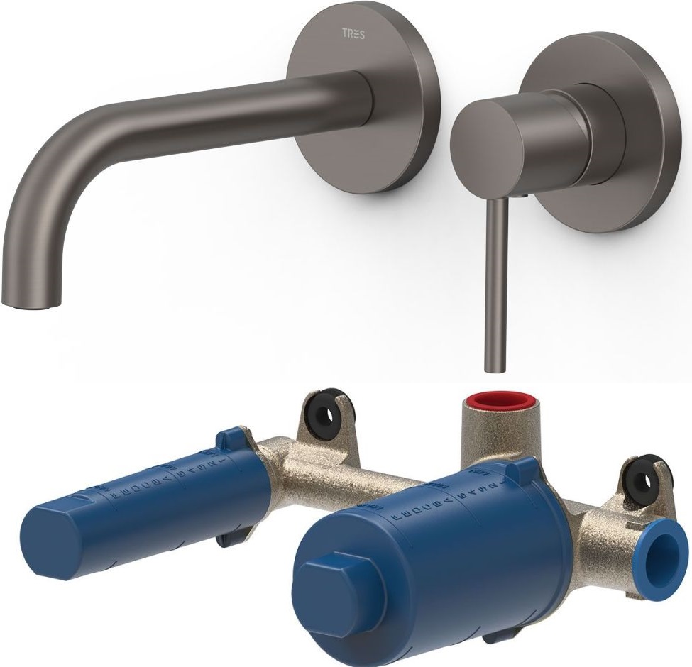 Set Waschtischarmatur Tres Study Exclusive 26230021GR, Unterputz-Körper Tres 20830002