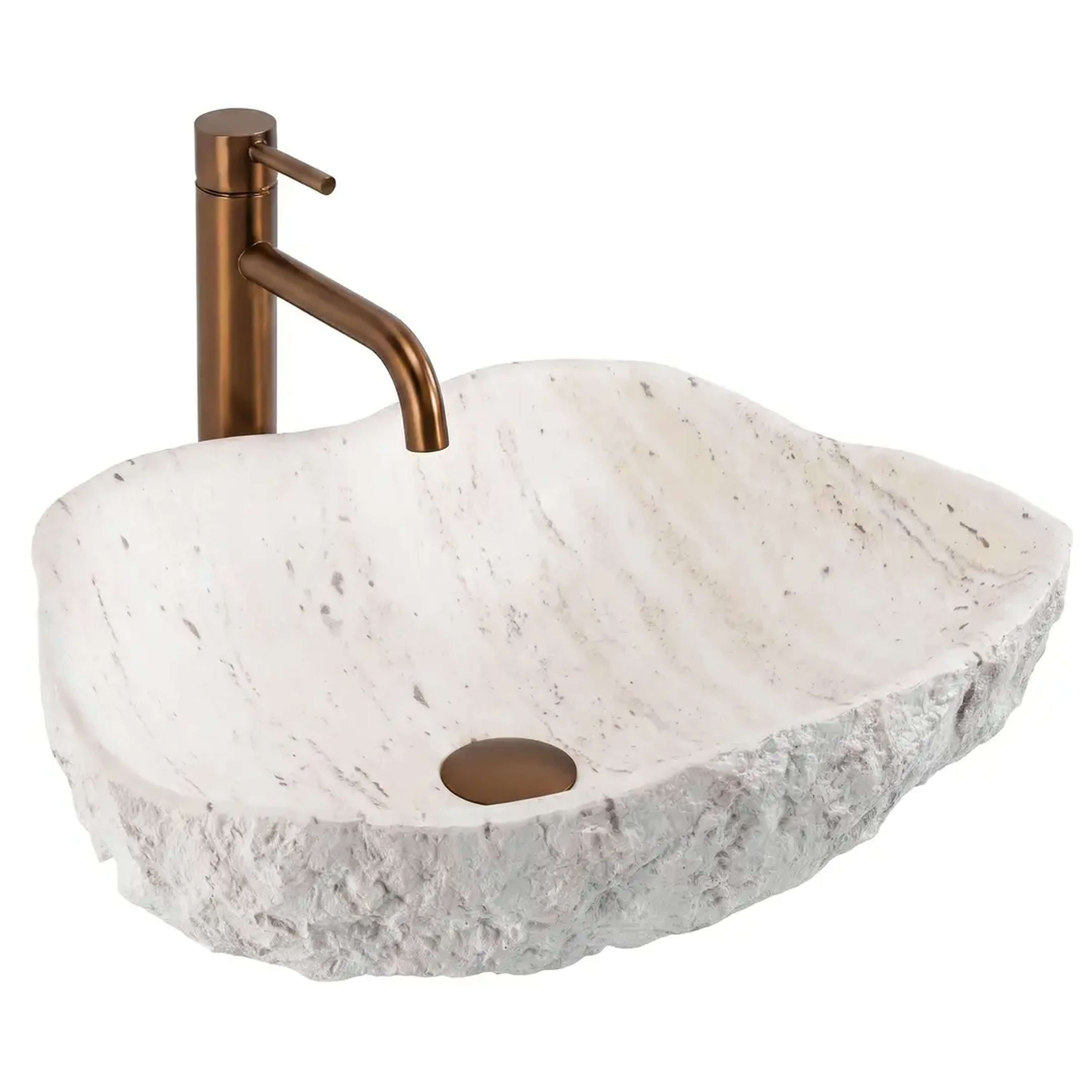 Rea Isla Waschbecken 49x37 cm Aufsatzwaschbecken weiß-grauer Stein-braun/beige matte REA-U0642