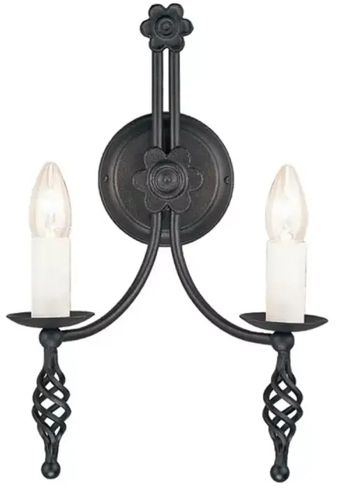 Elstead Lighting Belfry Wandleuchte 2x60 W schwarz BY2-BLACK
