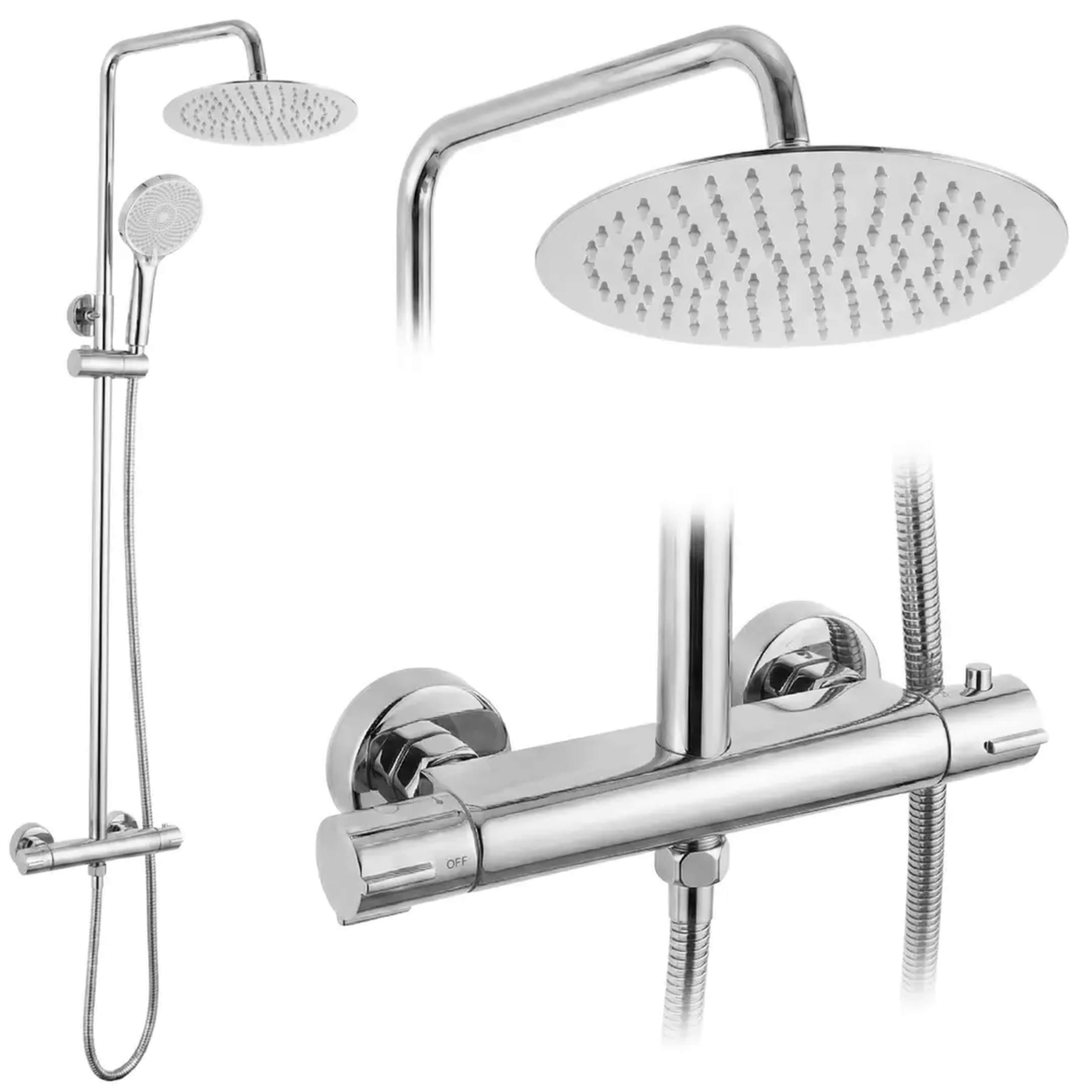 Rea Lungo Duschset mit Thermostat mit Kopfbrause chrom REA-P6735