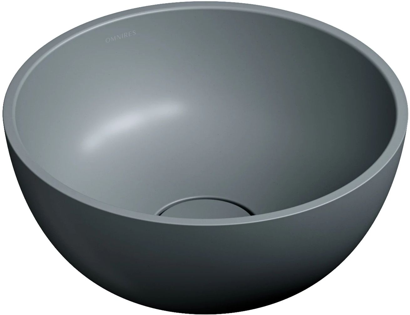 Omnires Shell M+ Waschbecken 35x35 cm rund Aufsatzwaschbecken schwarz matte SHELL350UNAG