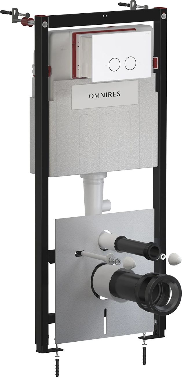 Omnires Flush Set WC-Vorwandelement mit Betätigungsplatte in der hängenden Schüssel STFWC1R45-RWM