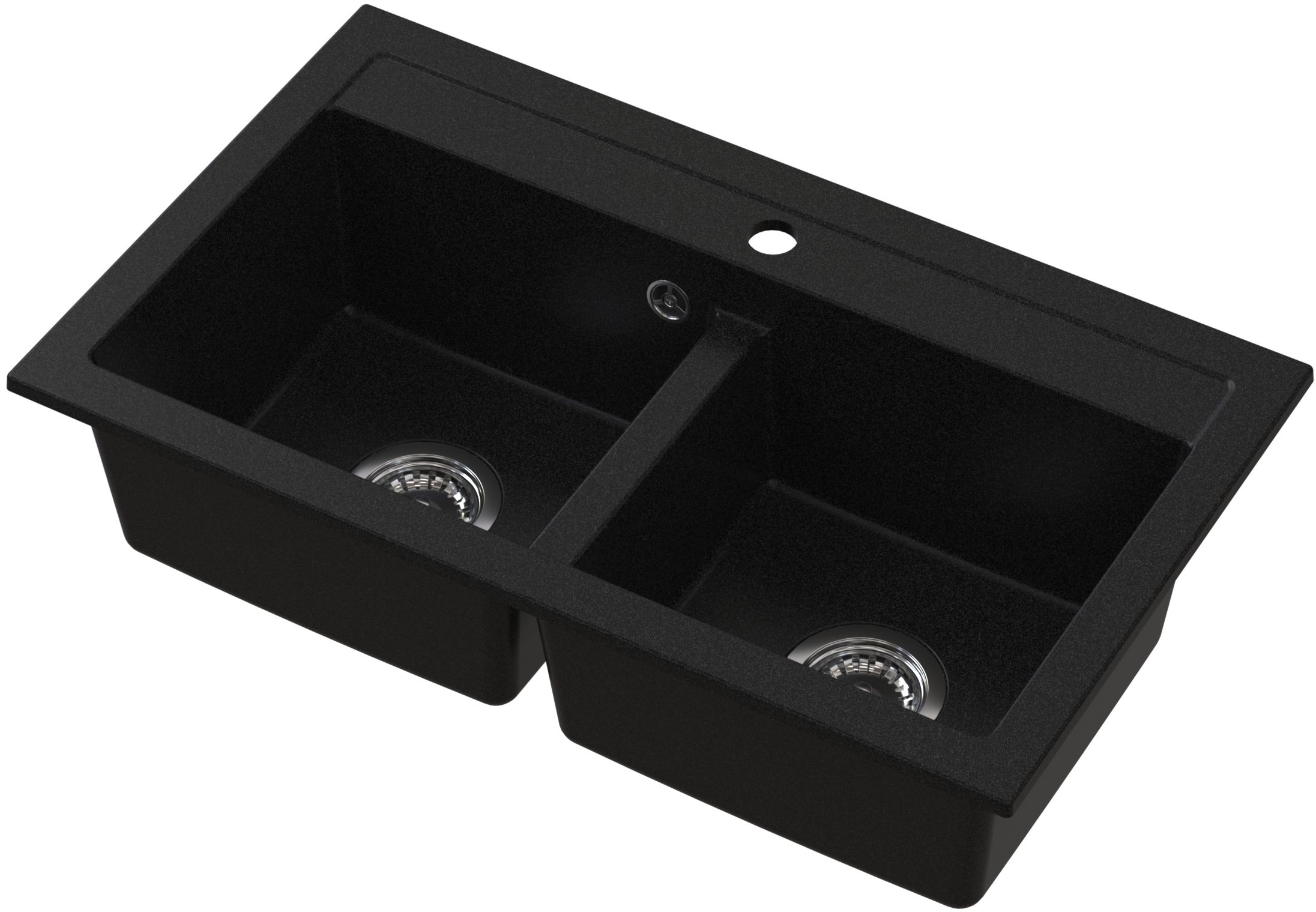 Ruvetti Doblo Granitspüle 75.6x44.7 cm schwarz 3001DO_BC_W