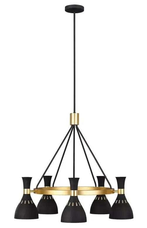 Elstead Lighting Joan Pendelleuchte 5x60 W schwarz-messing FE-JOAN5-MB
