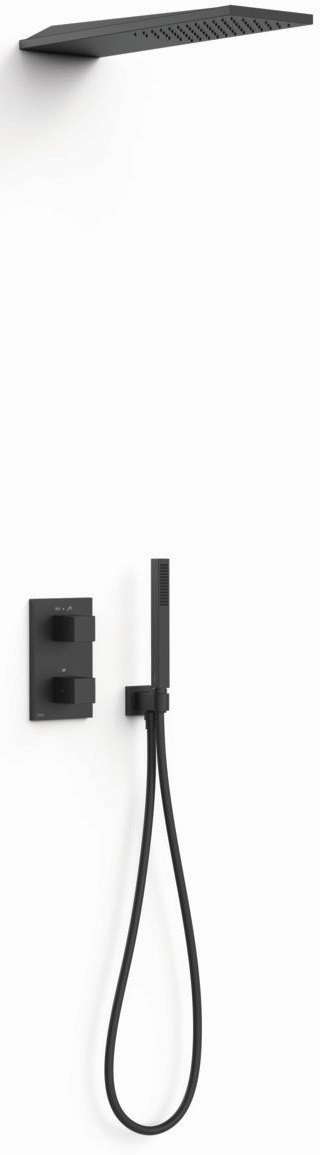 Tres Therm-Box Duschset Unterputz mit Thermostat mit Kopfbrause schwarz 20235055NM