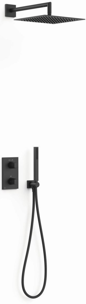 Tres Therm-Box Duschset Unterputz mit Thermostat mit Kopfbrause schwarz 21135004NM