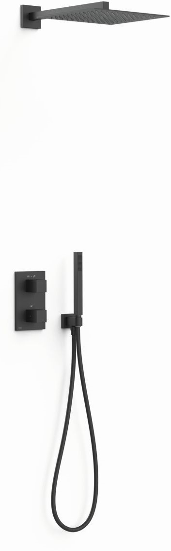 Tres Therm-Box Duschset Unterputz mit Thermostat mit Kopfbrause schwarz 00635004NM