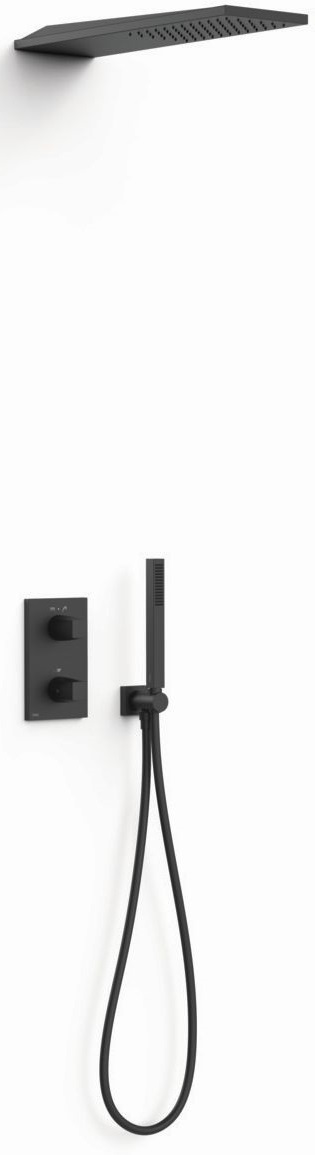 Tres Therm-Box Duschset Unterputz mit Thermostat mit Kopfbrause schwarz 21135005NM