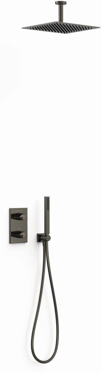 Tres Therm-Box Duschset Unterputz mit Thermostat mit Kopfbrause schwarz 21135003KM