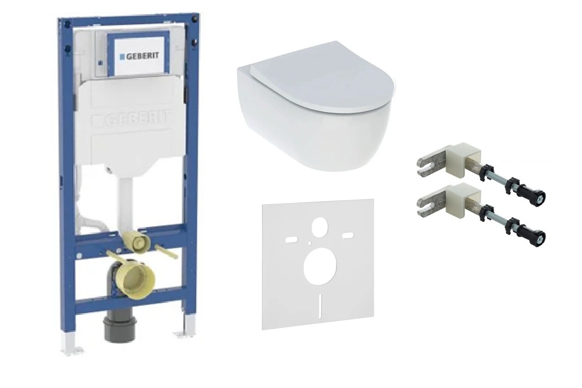 Set Unterputzrahmen Geberit Duofix 111.320.00.6, WC-Becken Geberit iCon 503.233.00.1, 111.815.00.1, 156.050.00.1