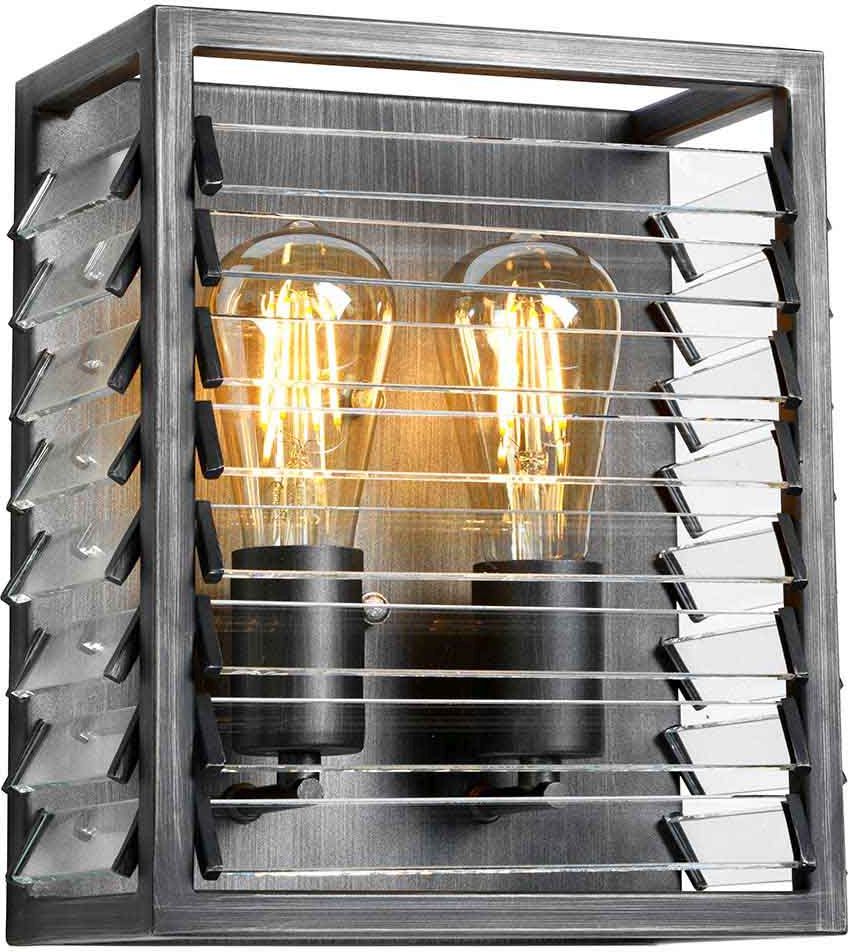 Elstead Lighting Louvre Wandleuchte 2x60 W grau LOUVRE2