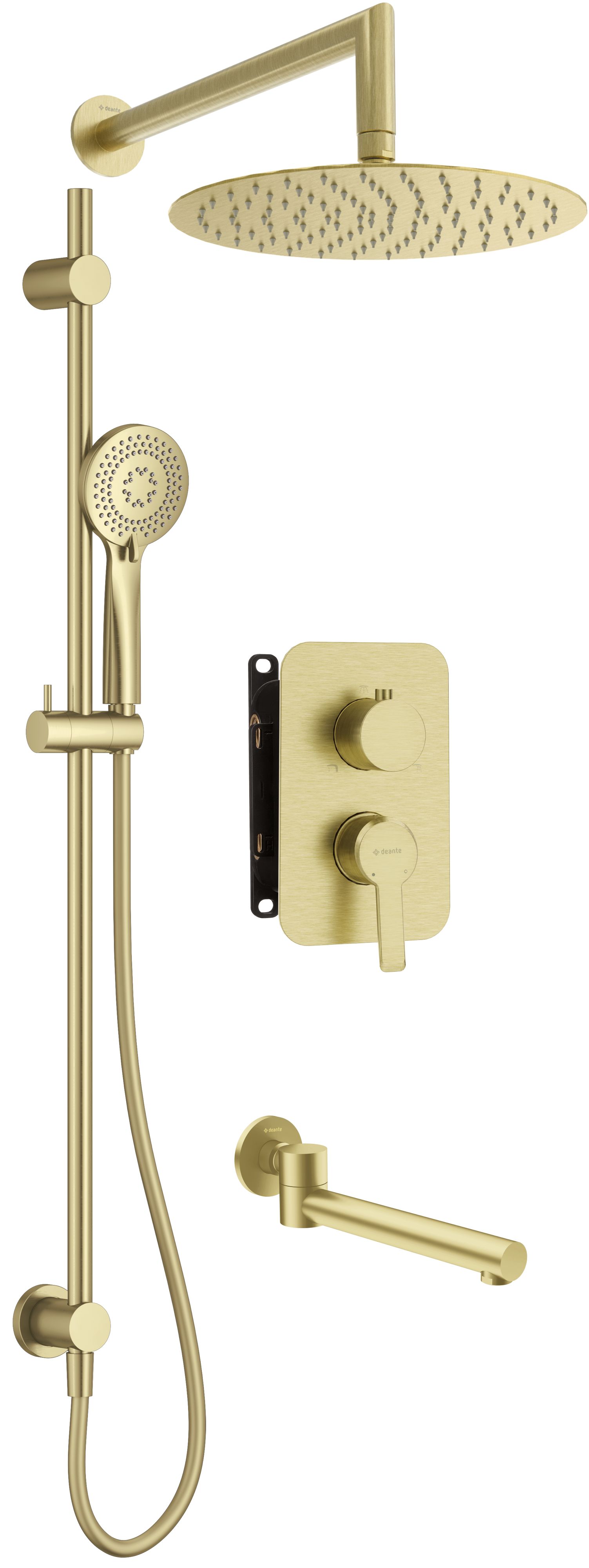 Deante Arnika Duschset Unterputz mit Kopfbrause gold BXY_WRQAM