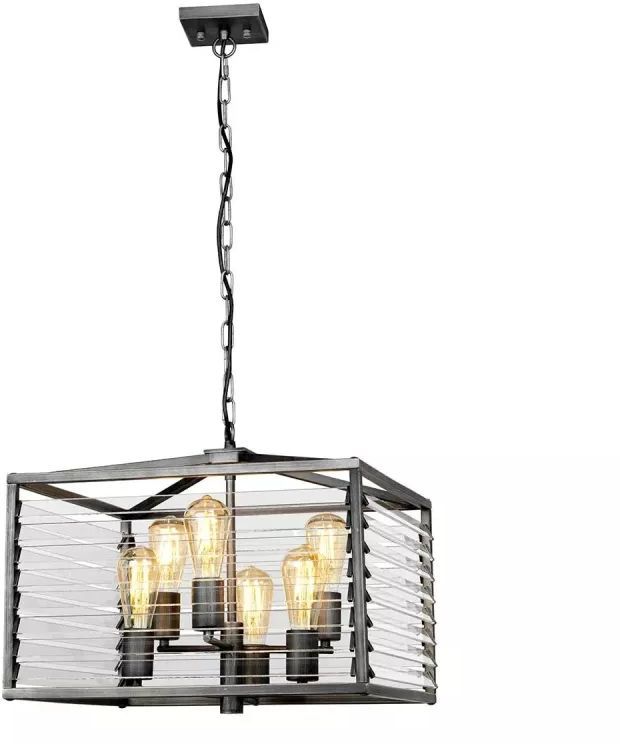Elstead Lighting Louvre Pendelleuchte 6x60 W grau/aschfarben LOUVRE-6P